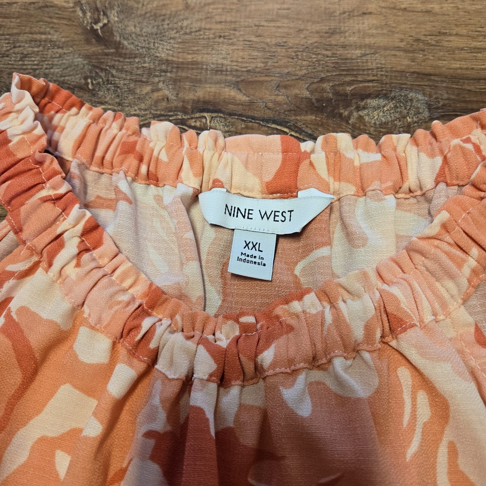 New With Tags!! Nine West Orange Patterned Midi Dress XXL - Picture 4 of 7